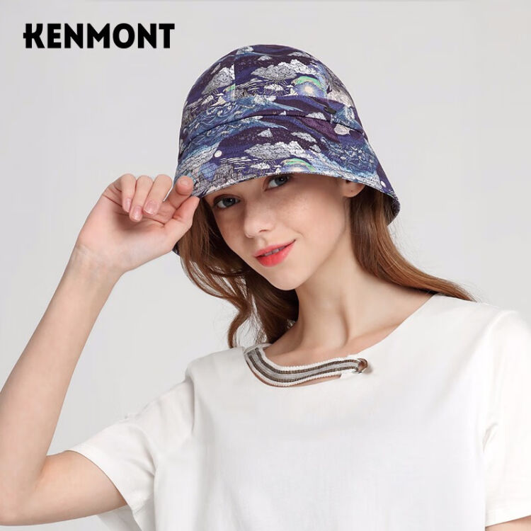 卡蒙 Kenmont 21春夏抗菌隔热水桶帽女手绘花型透气防紫外线遮阳帽km 3809 藏青色57 5cm 图片价格品牌评论 京东