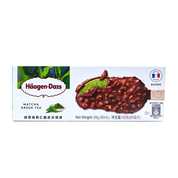 哈根达斯（Haagen-Dazs）【杨幂同款】抹茶扁桃仁脆皮条69g支雪糕 光明服务菜管家商品