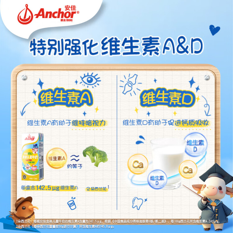 安佳（Anchor）金装高钙儿童牛奶190ml*27新西兰原装进口牛奶 双原生 光明服务菜管家商品