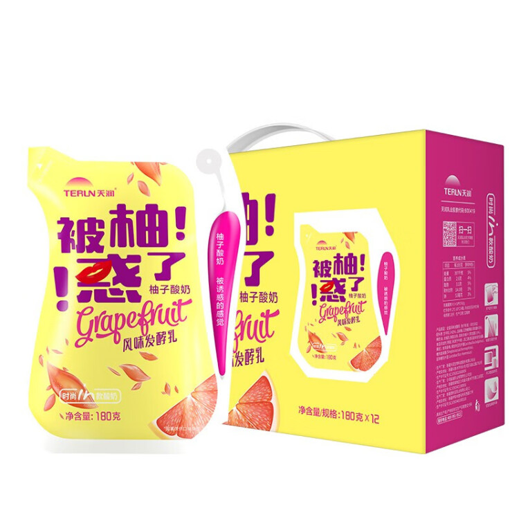 天润（TERUN）新疆特产 海盐风味发酵乳酸奶酸牛奶 160g*12袋  礼盒装 光明服务菜管家商品 