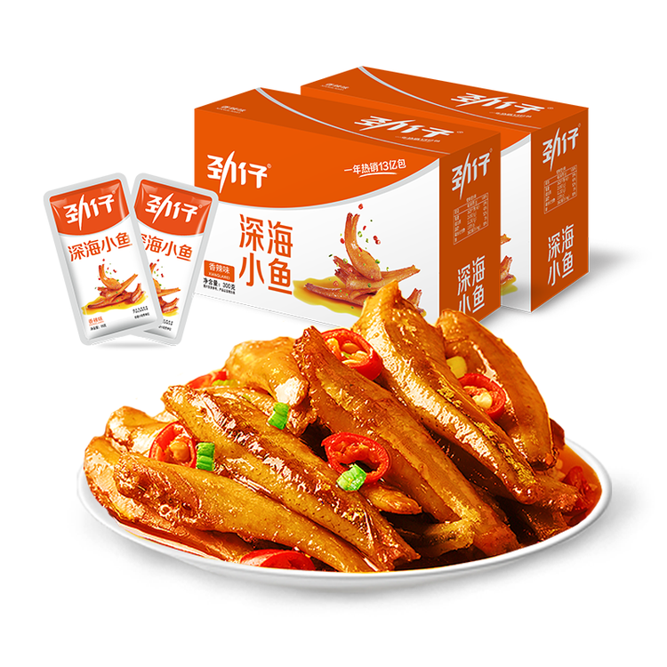 劲仔深海小鱼 麻辣味 300g/盒 20包  鱼仔鱼干海味零食【刘晓庆推荐】 菜管家商品