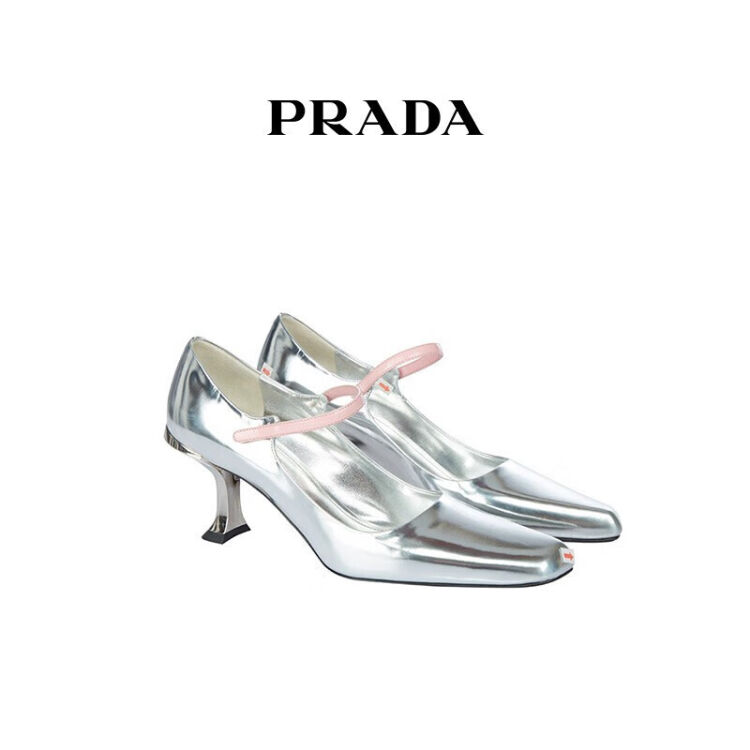 普拉达PRADA 【微瑕】女士银色/粉红色鞋子1I430MFE065-3A6P-F003Q 35 