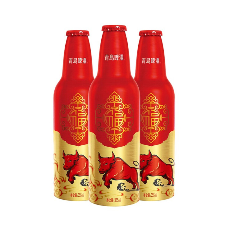 青島啤酒（TsingTao）喜慶 鴻運當頭禮盒355ml*12瓶 常規(guī)版/蛇年生肖版混發(fā) 光明服務(wù)菜管家商品