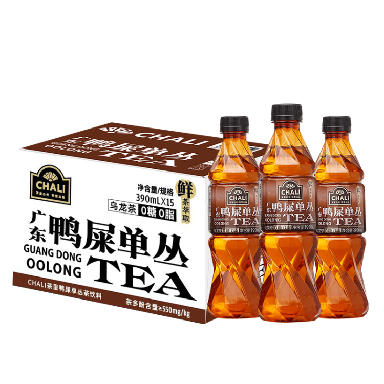 CHALI茶里公司茶飲料0糖0脂無糖茶鴨屎香烏龍茶390ml*15瓶/箱