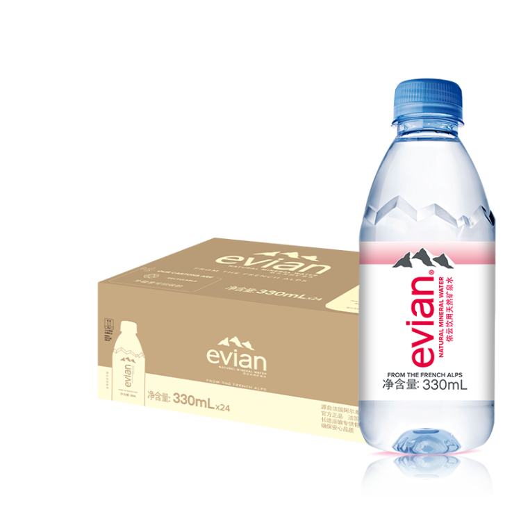 依云（evian）330ml*24瓶饮用水高端矿泉水 会议商务用水 菜管家商品