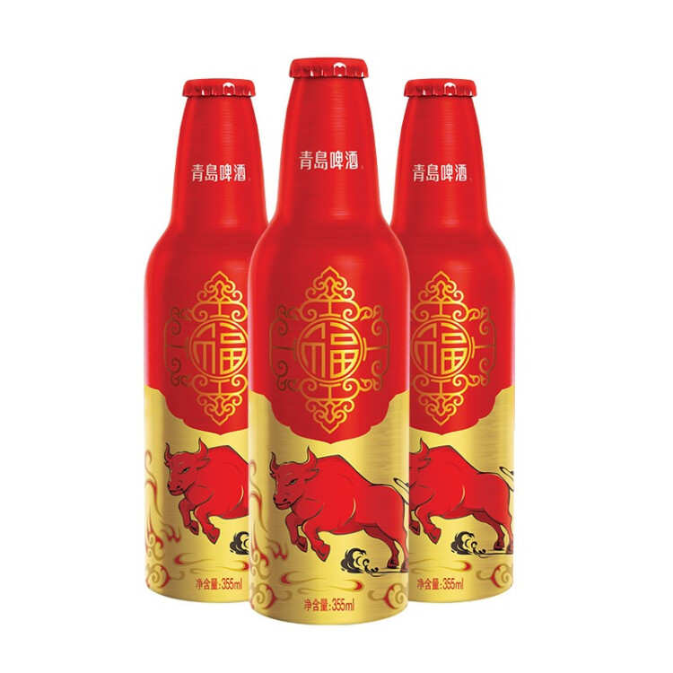 青島啤酒（TsingTao）喜慶 鴻運當頭禮盒355ml*12瓶 常規(guī)版/蛇年生肖版混發(fā) 光明服務(wù)菜管家商品