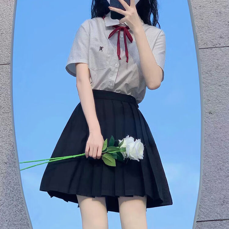 莉纱芙特jk制服套装水手服百褶半身裙夏季小个子包臀a字一步短裙学生校服 套装+领结#2501 XL(建议115-125斤)【图片 价格 品牌 ...