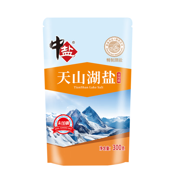 中鹽 天山湖鹽300g【未加碘】未添加抗結(jié)劑 中鹽出品 菜管家商品