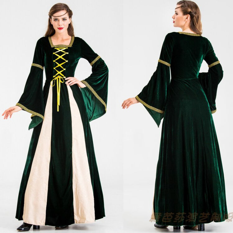 欧洲中世纪服装男复古宫服成人贵族小姐礼服英国公爵服定制款黑色 绿色03 女 Xl 图片价格品牌评论 京东