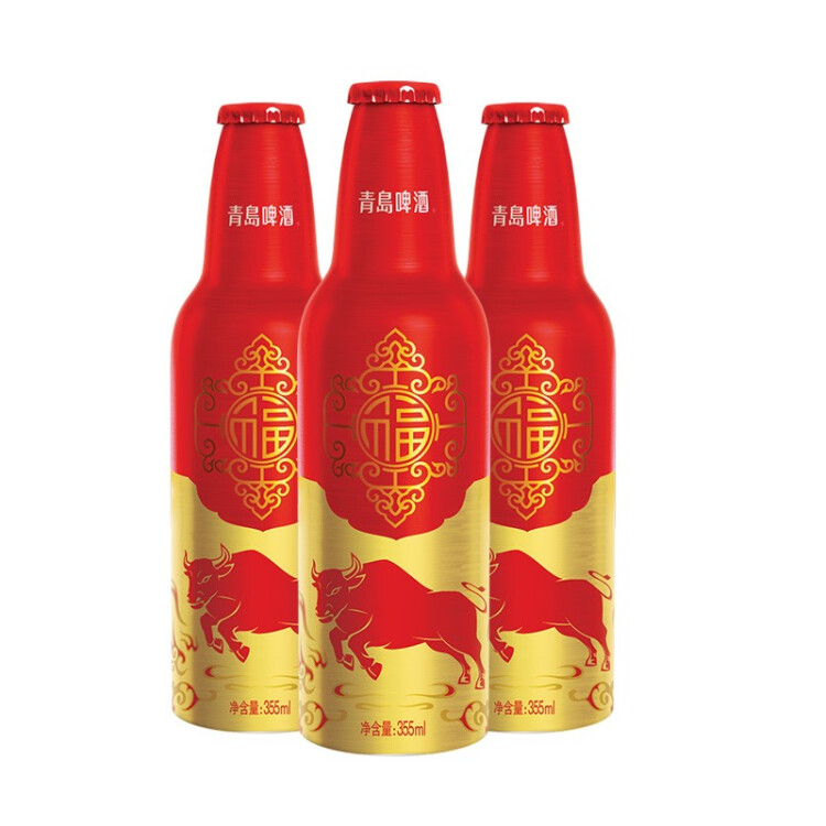 青島啤酒（TsingTao）喜慶 鴻運當頭禮盒355ml*12瓶 常規(guī)版/蛇年生肖版混發(fā) 光明服務(wù)菜管家商品