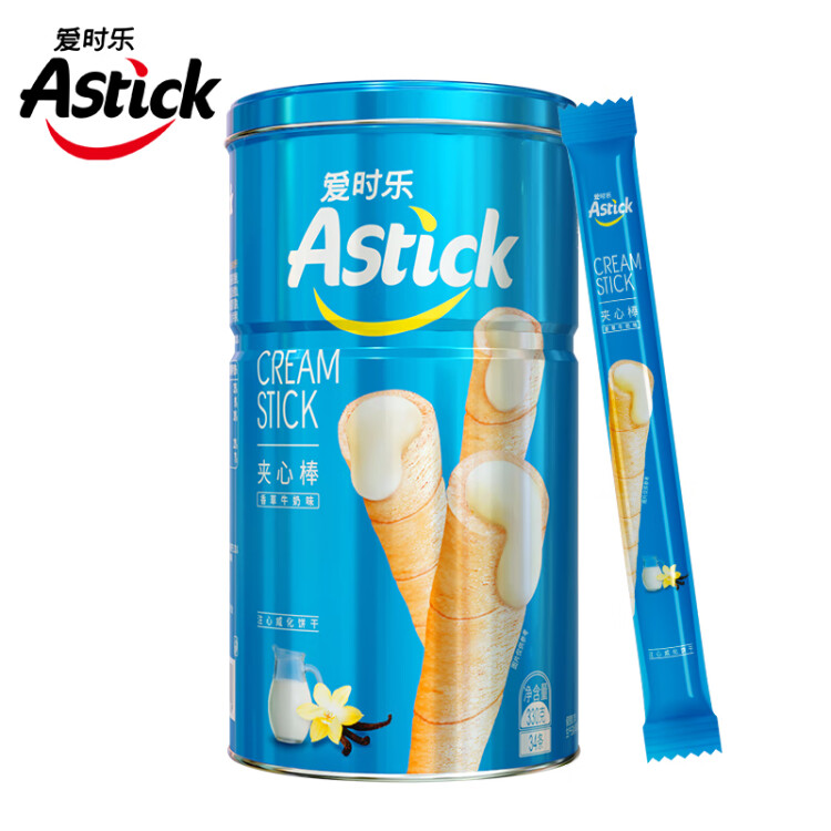 愛時(shí)樂（Astick）夾心棒注心餅干香草牛奶味330g 休閑零食喜禮團(tuán)購早餐  光明服務(wù)菜管家商品