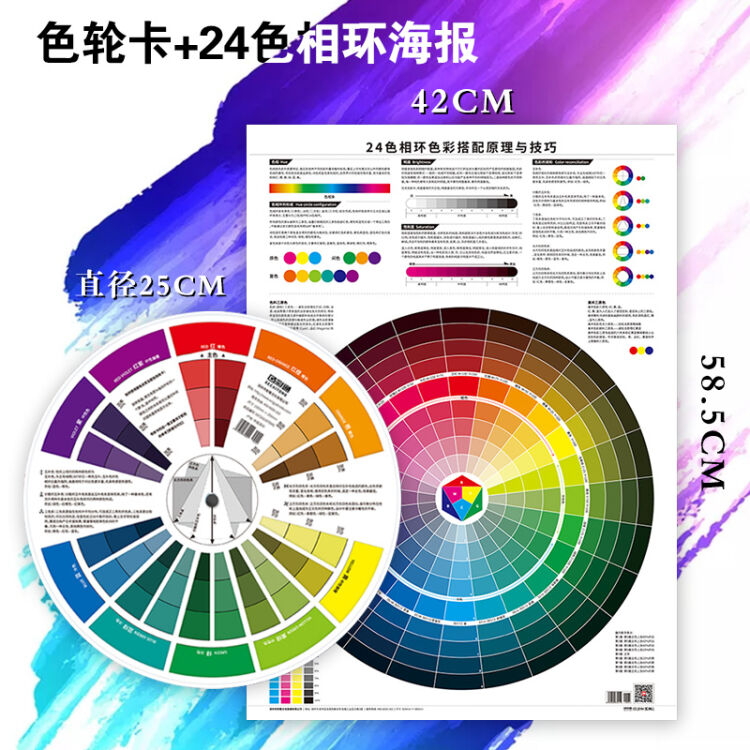 多功能色轮卡24色相环海报套装中文颜色彩搭配色卡知识油漆奶油蛋糕调色比例卡国标色盘卡色轮表调色24 原理与技巧色环图色环卡服装布料涂料三原色cmyk印刷色卡平面广告室内设计师四色国际标准通用12色轮卡 图片价格品牌评论 京东