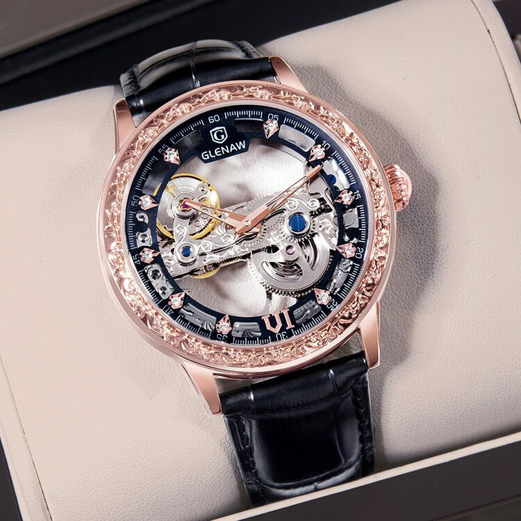 格伦glenaw高档品牌手表男士全自动机械表镂空防水夜光霸气机械男表