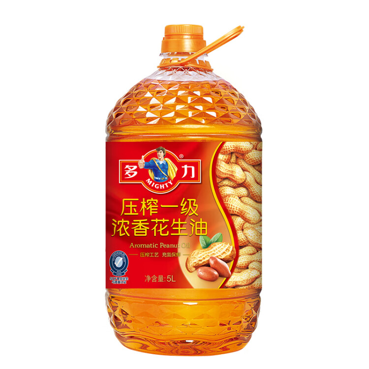 多力【張若昀同款】壓榨一級(jí)濃香花生油5L 食用油 光明服務(wù)菜管家商品