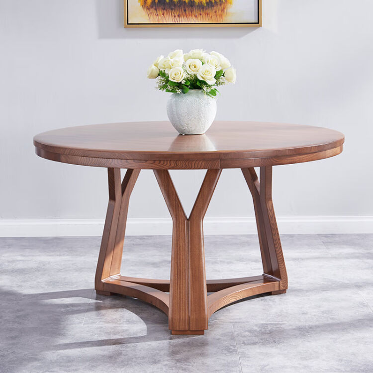 光明家具餐桌实木圆桌榆木饭桌4105圆桌
