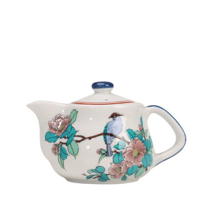 日本进口九谷烧美山窑花鸟图案后手急须泡茶壶日式陶瓷功夫茶具牡丹花鸟急须 图片价格品牌评论 京东