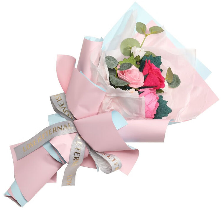 玫瑰向日葵仿真花手捧花束不织布diy手工制作材料包教师节礼物为你绽放花束含手提袋和暖光灯 图片价格品牌评论 京东