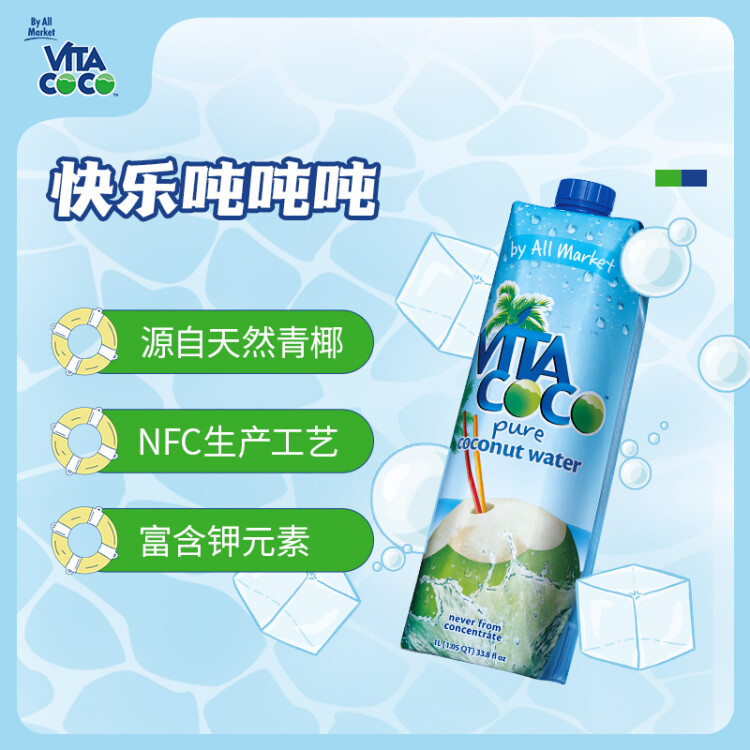 唯他可可（Vita Coco）椰子水椰汁夏季飲料 低糖低卡富含電解質  原裝進口果汁1L*12瓶 菜管家商品