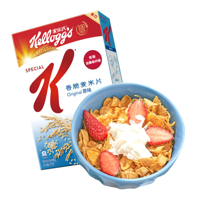 家乐氏（Kellogg）泰国进口香脆麦米片370g/盒 低脂营养谷物即食早餐代餐 光明服务菜管家商品 