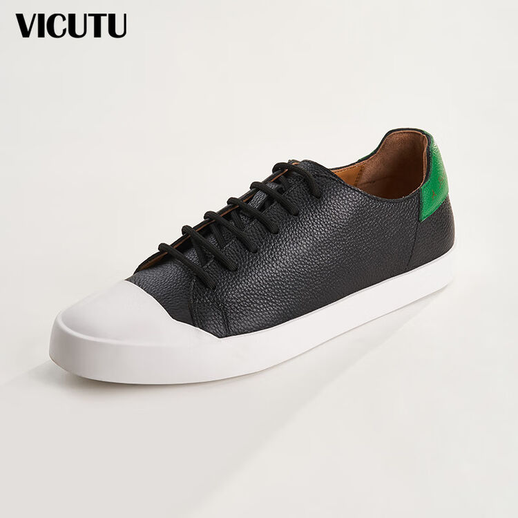 威可多vicutu男士板鞋时尚百搭休闲撞色牛皮板鞋运动鞋vlw18195679