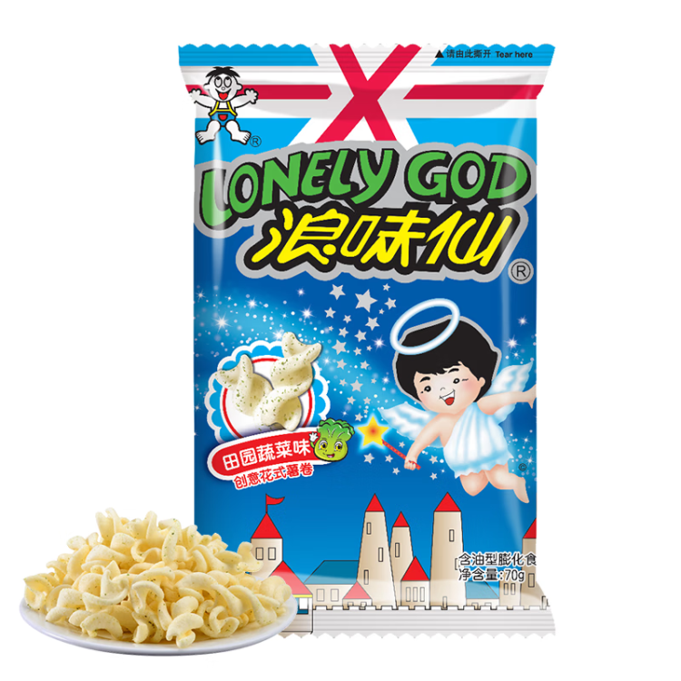 旺旺 浪味仙 田园蔬菜味 70g 膨化食品 花式薯卷 零食薯片 菜管家商品