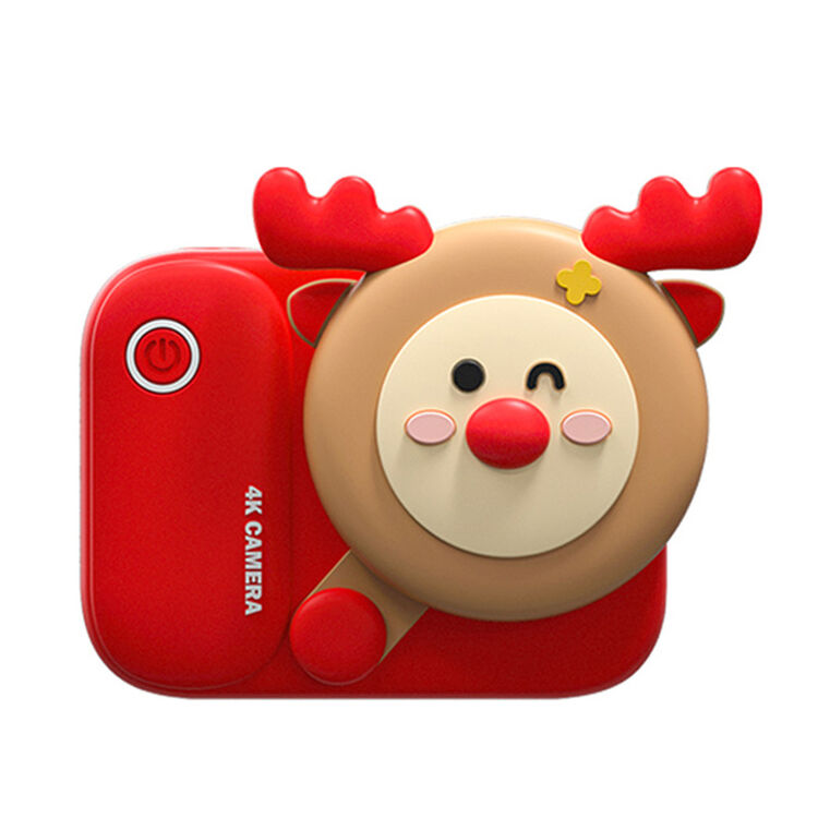 松典高清儿童数码相机小型学生可爱卡通照相机红色小鹿32g内存卡