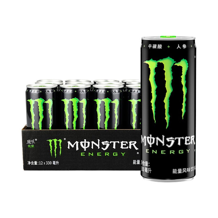 魔爪monster维生素饮料运动饮料330ml12罐整箱装可口可