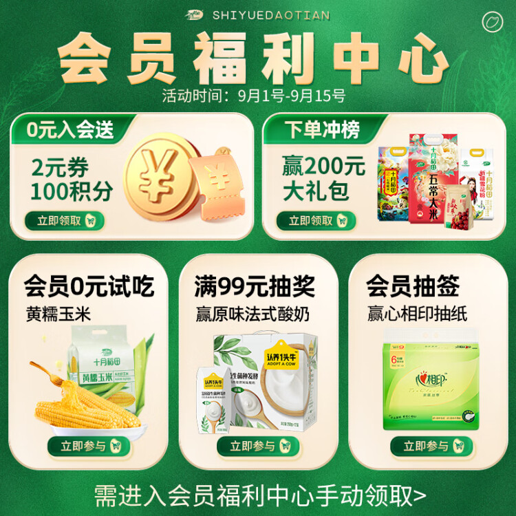 十月稻田 24年新米 山西黄小米 2.5kg 五谷杂粮 粗粮 早餐小米粥 真空5斤 菜管家商品