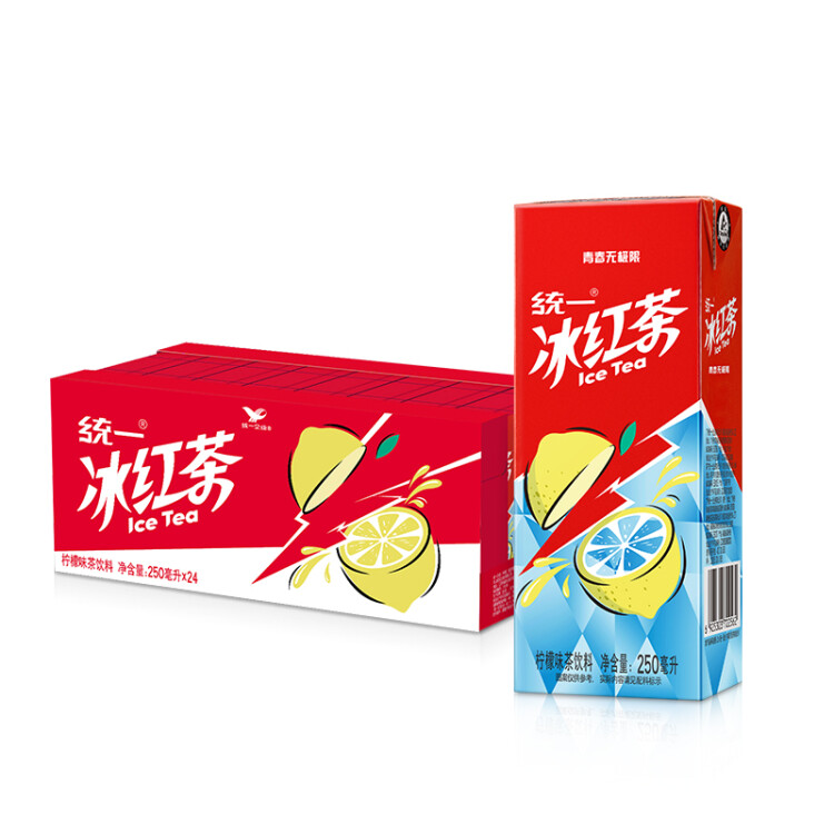 统一 冰红茶（柠檬味红茶饮料） 250ml*24/箱 整箱装  光明服务菜管家商品 