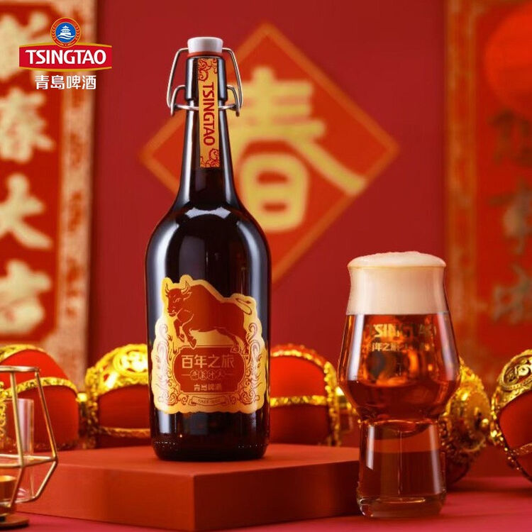 青岛啤酒(tsingtao)百年之旅大师酒 815ml 牛年生肖礼盒套装 限定款