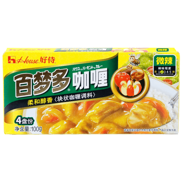 好侍（House）百梦多咖喱 100g/盒 咖喱块 微辣 日式块状咖喱 调味料 光明服务菜管家商品 