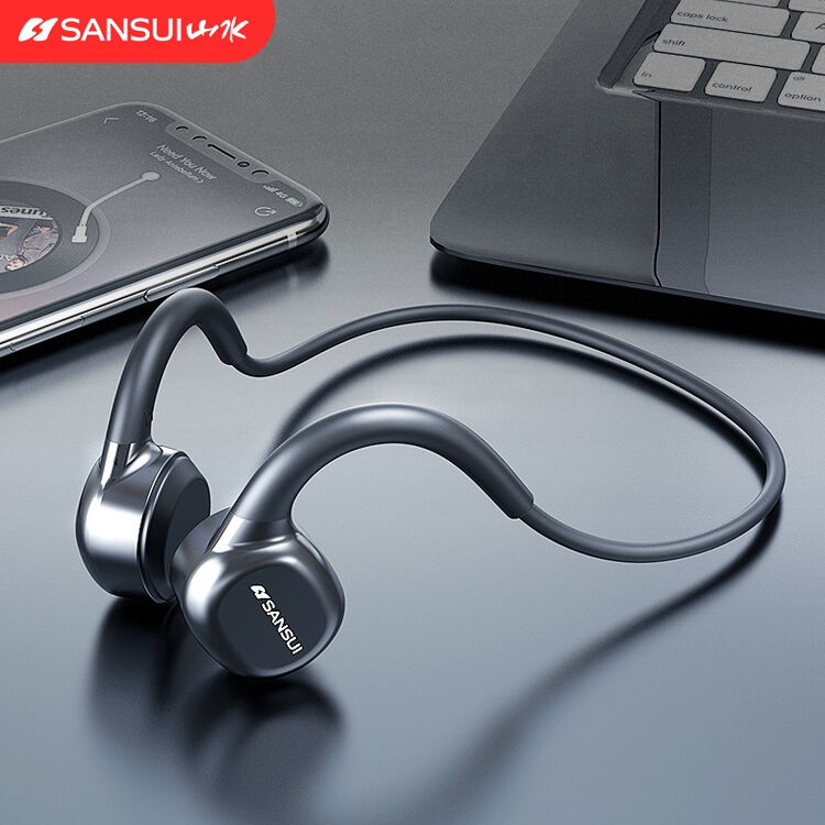 山水sansuii1骨传导蓝牙耳机无线挂耳式跑步运动耳机i1黑色