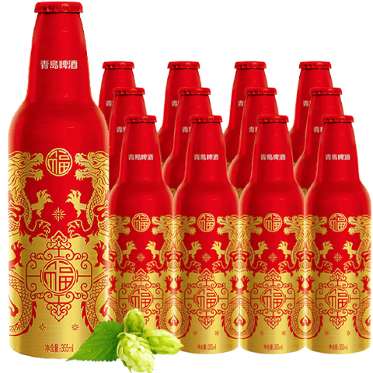 青島啤酒（TsingTao）喜慶 鴻運當頭禮盒355ml*12瓶 常規(guī)版/蛇年生肖版混發(fā) 光明服務(wù)菜管家商品