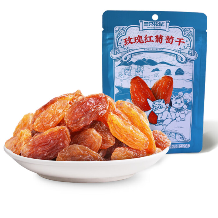 三只松鼠玫瑰红葡萄干120g/袋 蜜饯果干果脯休闲零食新疆特产 菜管家商品