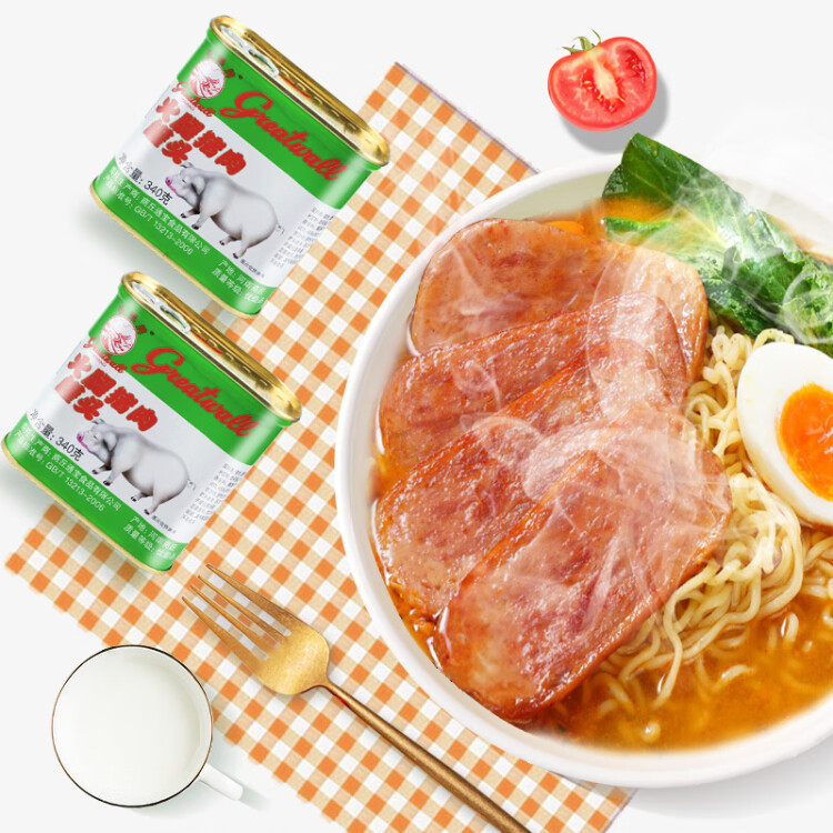 长城牌（Greatwall BRAND）小白猪优级午餐肉罐头340g即食儿童火锅烧烤食材方便面预制菜 光明服务菜管家商品