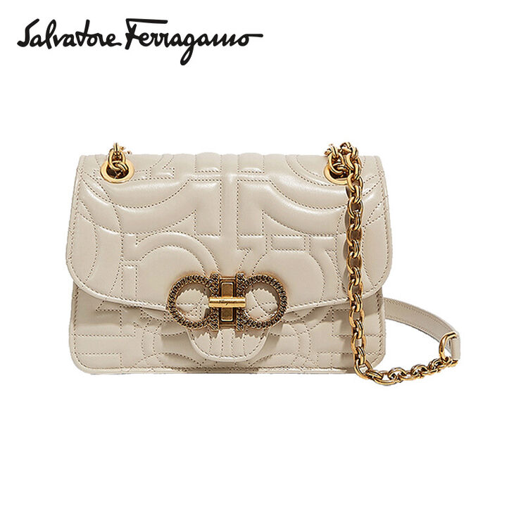 Salvatore Ferragamo 菲拉格慕经典款女士骨色 米白色牛皮革单肩斜跨包0696058 图片价格品牌评论 京东
