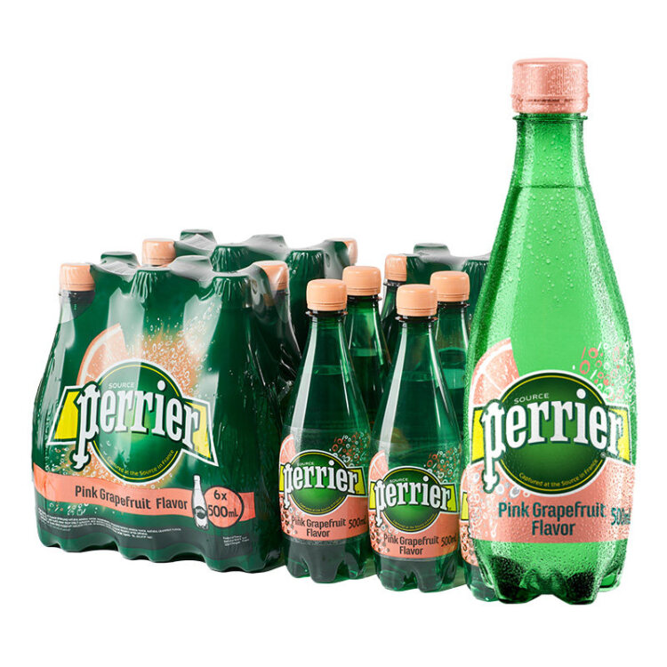 Perrier巴黎水（Perrier）法国原装进口气泡矿泉水 西柚味500ml*24瓶 光明服务菜管家商品 