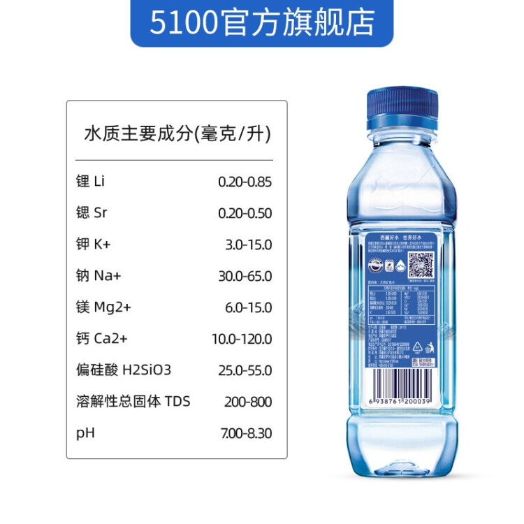 5100西藏冰川矿泉水500ml*24瓶 整箱装 天然纯净高端饮用水 光明服务菜管家商品 