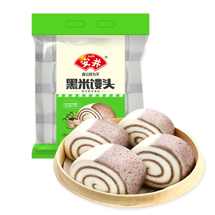 安井 黑米馒头 1kg 2斤装约48个 杂粮馒头包子 传统加热即食糕点早餐  菜管家商品 商品图