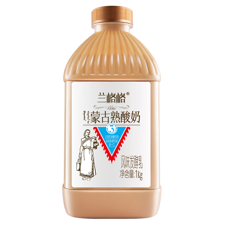 兰格格 蒙古炭烧熟酸奶酸牛奶 1kg 生鲜低温酸奶酸牛奶 光明服务菜管家商品