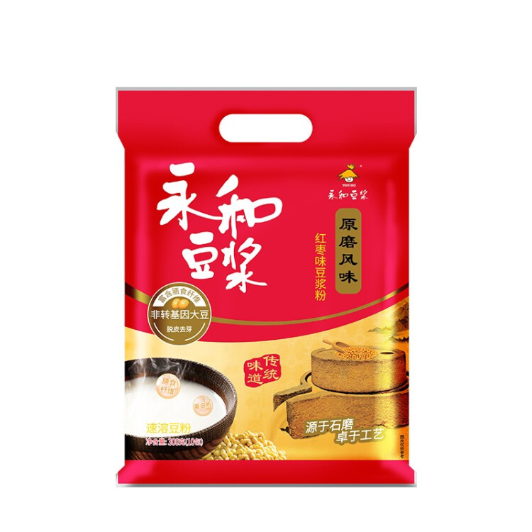 永和豆?jié){紅棗豆?jié){粉300g 30g*10小包 高膳食纖維 黑芝麻燕麥片搭檔早餐 菜管家商品