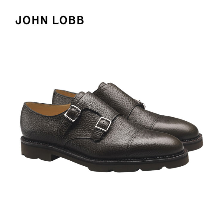 JOHN LOBB 男士William Burnt Umber Moorland 粒面皮革双环扣皮鞋7(41 