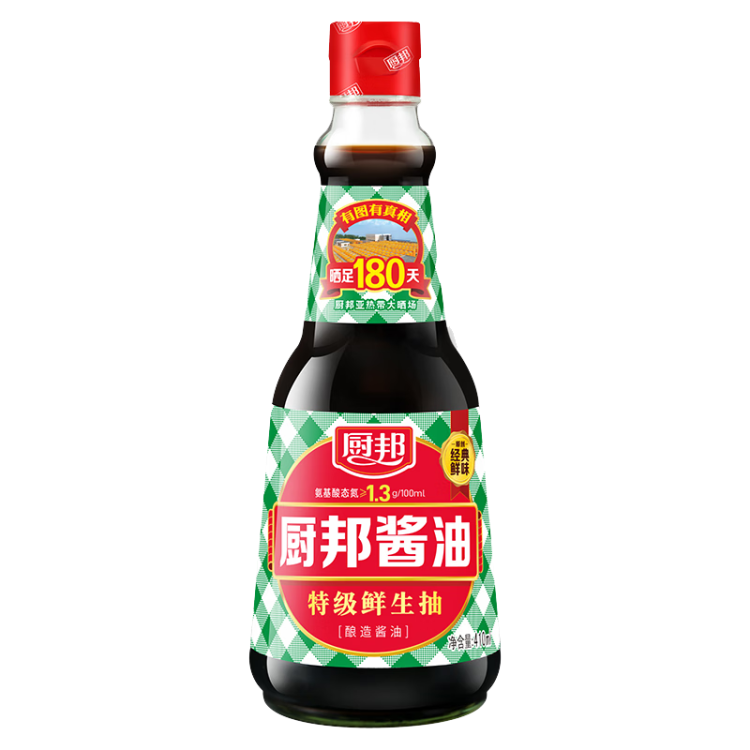 厨邦酱油 特级生抽 传统酿造酱油 经典鲜味 炒菜凉拌调味 410ml 菜管家商品