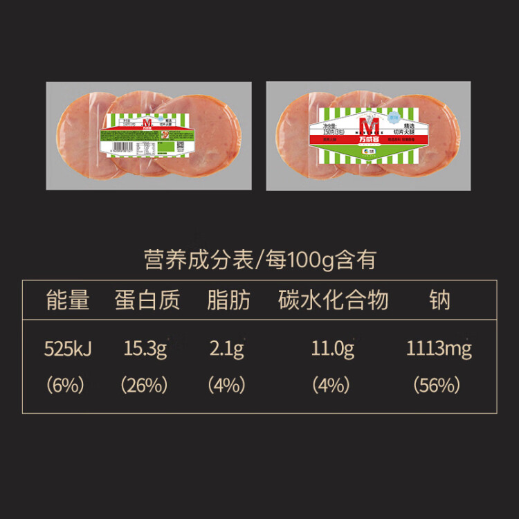 万威客精选切片火腿 原味150g/9片 早餐三明治火腿片 午餐肉 烧烤食材 菜管家商品