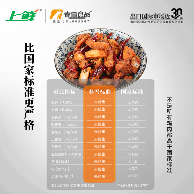 上鲜 日系辣子鸡块 1kg 熟冻 出口级 麻辣鸡块麻辣鸡腿肉清真食品 光明服务菜管家商品