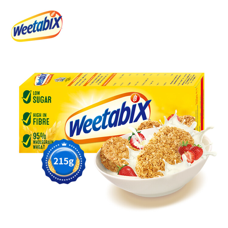 英国进口 维多麦Weetabix 即食谷物早餐麦片215g 全麦营养早餐小饼 低脂低糖共12块 光明服务菜管家商品 