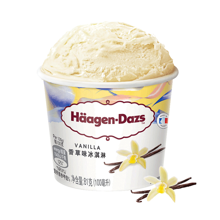 哈根达斯（Haagen-Dazs）【杨幂同款】经典香草口味冰淇淋 100ml/杯 菜管家商品