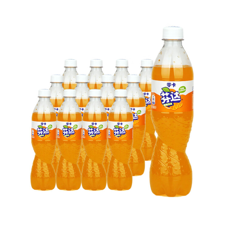 可口可乐（Coca-Cola）芬达 Fanta 无糖零卡橙味汽水饮料500ml*12瓶 整箱装 菜管家商品 商品图