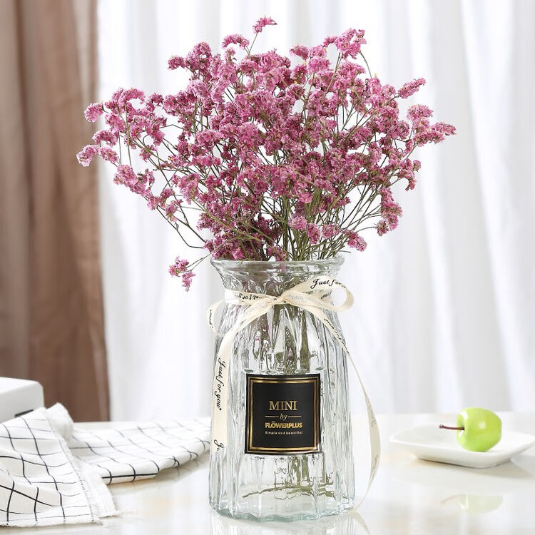 盛世泰堡北欧玻璃花瓶插花瓶干花满天星仿真花水培植物容器小花瓶客厅装饰摆件透明色18cm 图片价格品牌评论 京东