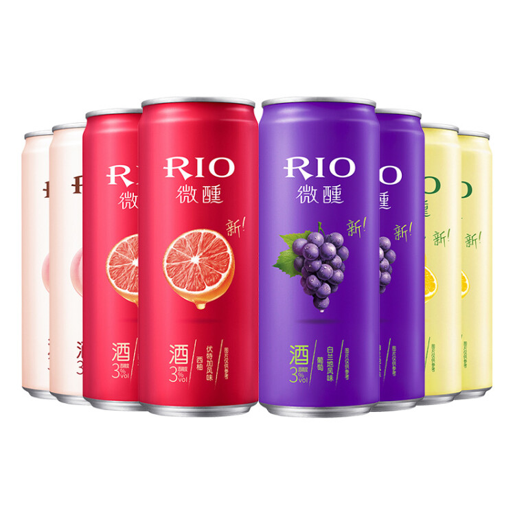 锐澳（RIO）洋酒 预调 鸡尾酒 果酒 微醺系列 3度 330ml*8罐（4种口味） 菜管家商品